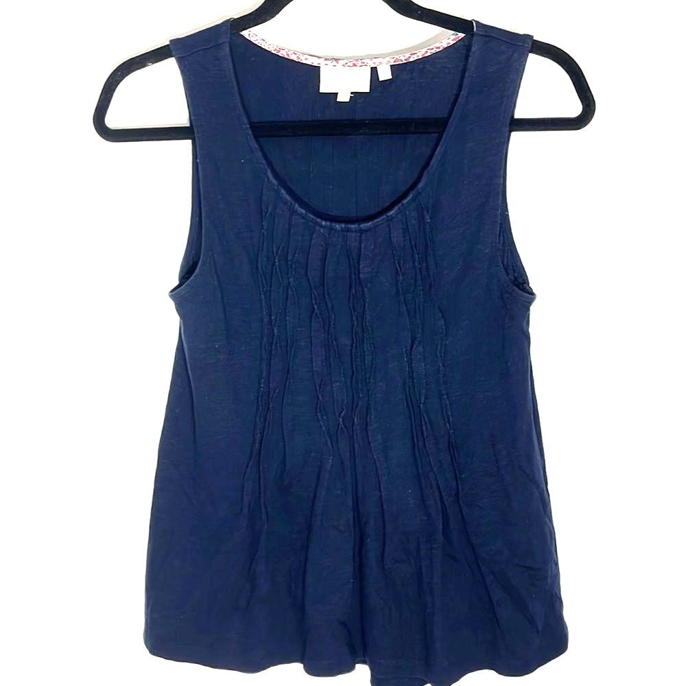 Anthropologie Deletta Sleeveless Pleat  Top Blue Navy Size XSmall